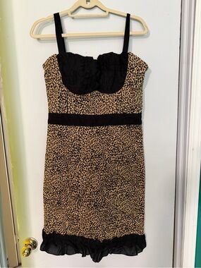 Too Fast Leopard Mini Dress with Black Accents